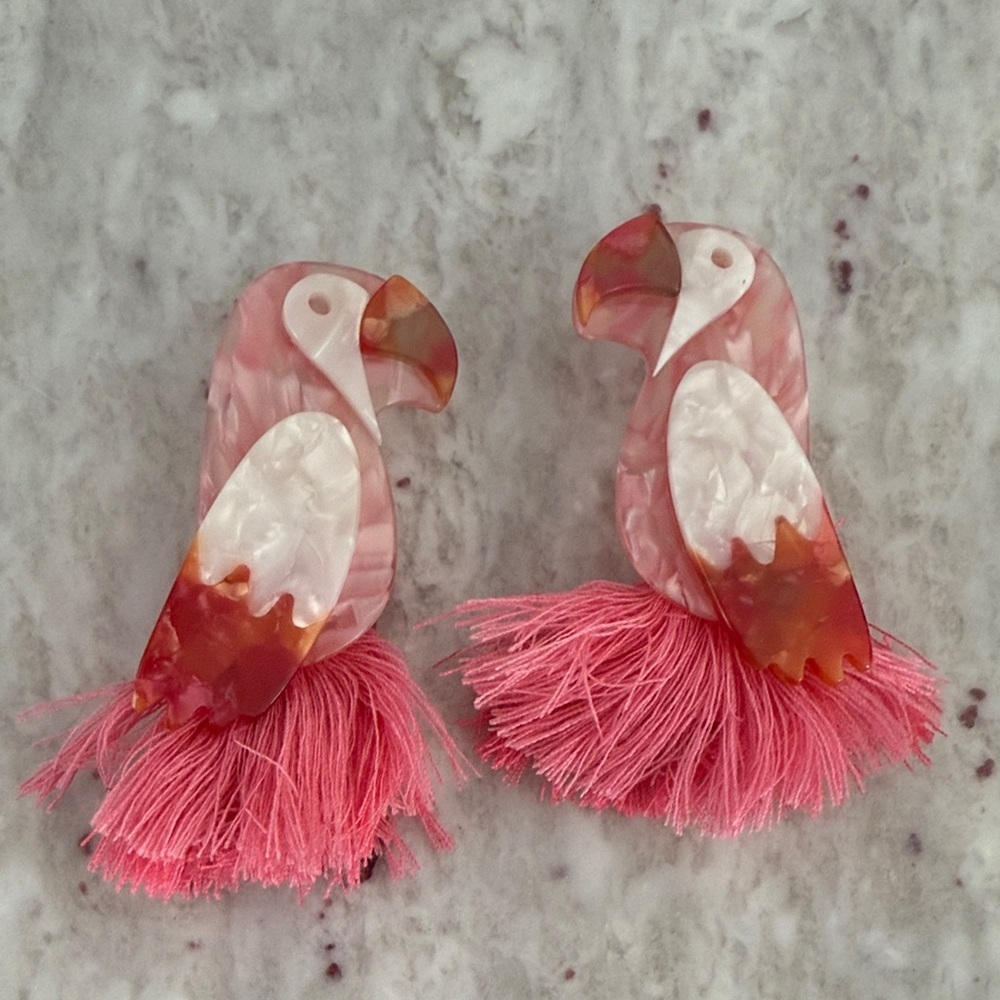 Pink Parrot Earrings